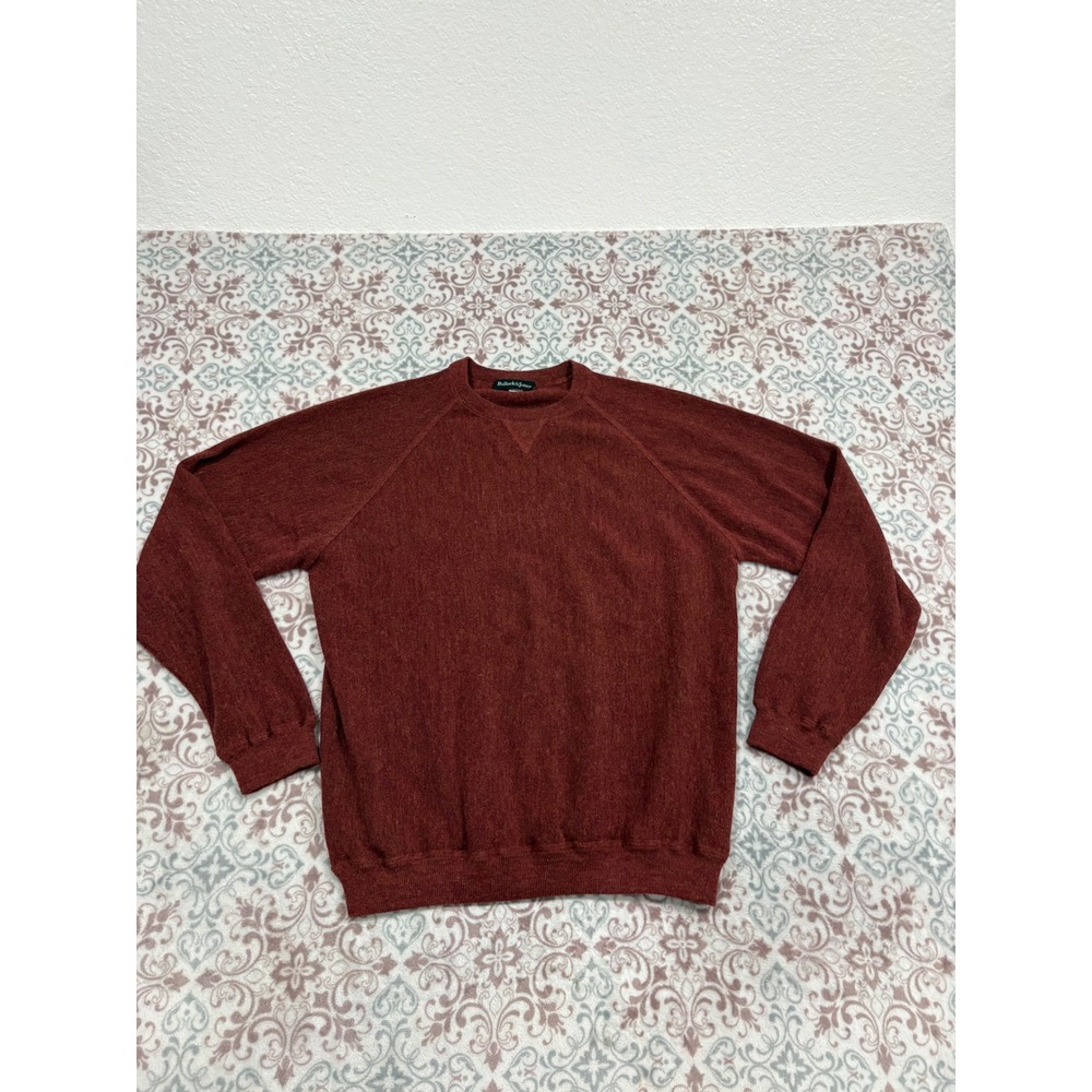 Bullock & Jones Mens Burgundy Red Raglan Crewneck Sweater Made in Peru Large